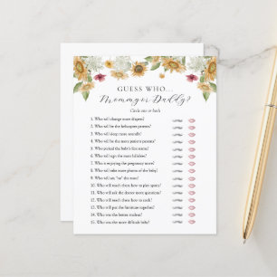 Guess Who Mummy or Daddy Baby Shower game card