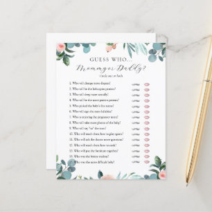 Guess Who Mummy or Daddy Baby Shower game card