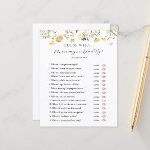 Guess Who Mummy or Daddy Baby Shower game card