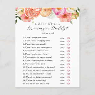 Guess Who Mummy or Daddy Baby Shower game card
