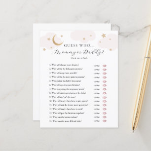Guess Who Mummy or Daddy Baby Shower game card
