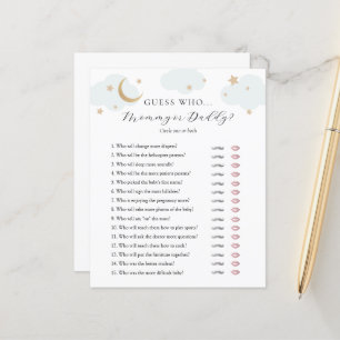 Guess Who Mummy or Daddy Baby Shower game card