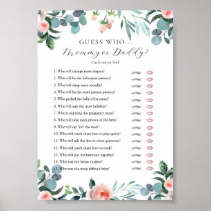 Guess Who Mummy or Daddy Baby Shower game card Poster