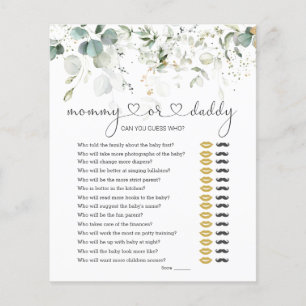 Guess Who Mummy or Daddy Baby Shower Game Greenery