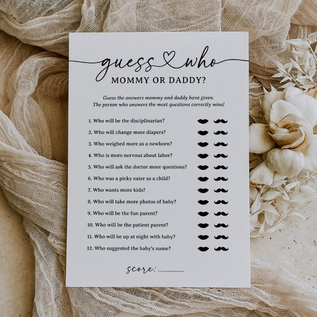 Guess Who Mummy or Daddy Baby Shower Game Invitation (Creator Uploaded)