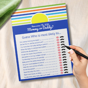 Guess Who Mummy or Daddy Baby Shower Game Notepad