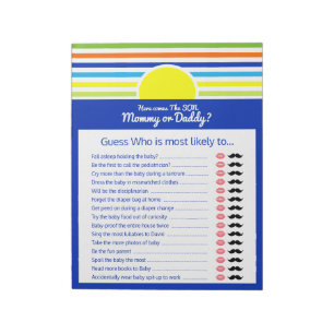 Guess Who Mummy or Daddy Baby Shower Game Notepad