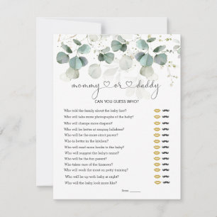 Guess Who Mummy or Daddy Baby Shower Greenery Game RSVP Card