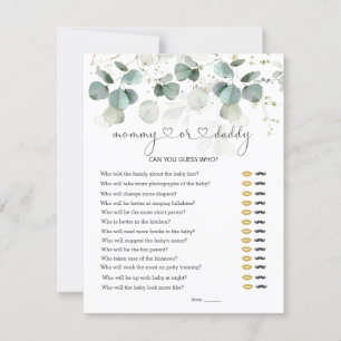 Guess Who Mummy or Daddy Baby Shower Greenery Game RSVP Card