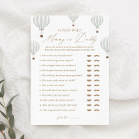 Guess Who Mummy or Daddy Balloon Baby Shower Game