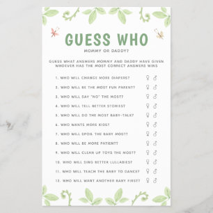 Guess Who Mummy Or Daddy Dinosaur Game Baby Shower Flyer