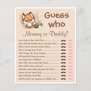 Guess Who Mummy Or Daddy Fall Fox Baby Shower Game