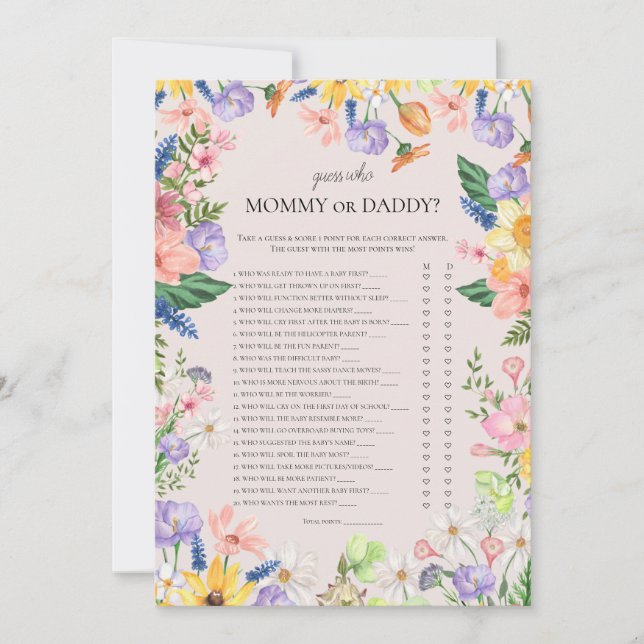 Guess Who Mummy or Daddy Game Baby Shower Card (Front)