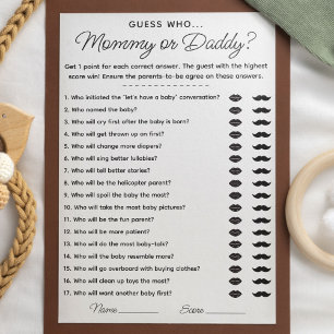 Guess Who Mummy or Daddy Game for Baby Shower Invitation