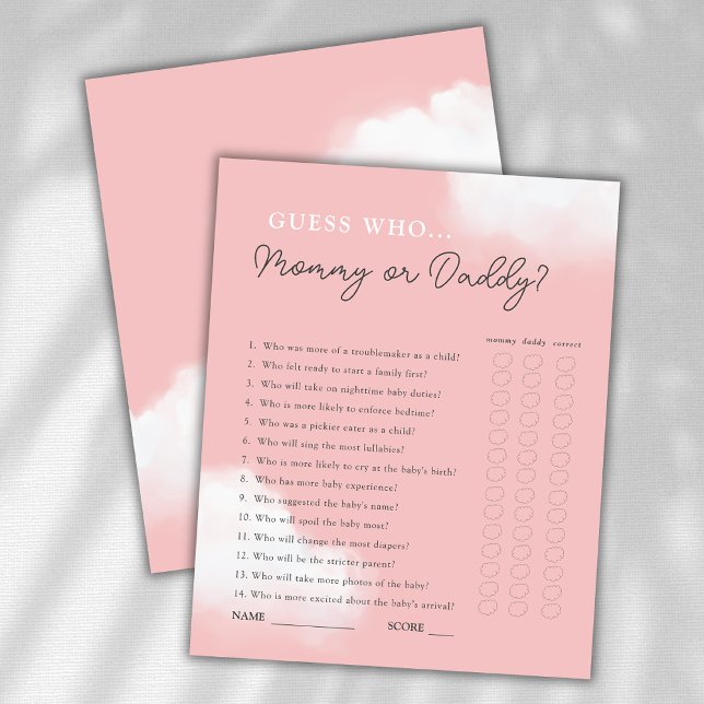 Guess Who Mummy or Daddy Girl Baby Shower Game (Creator Uploaded)