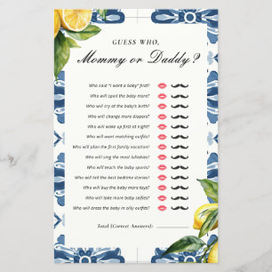 Guess Who Mummy or Daddy Positano Baby Shower Game