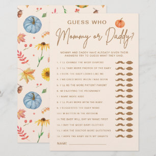 Guess Who Mummy Or Daddy Pumpkin Baby Shower Game