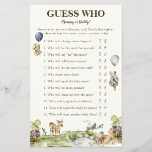 Guess Who Mummy Or Daddy Woodland Game Baby Shower Flyer