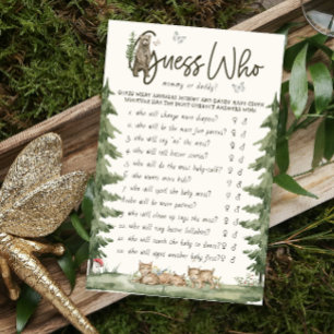 Guess Who Mummy Or Daddy Woodland Game Baby Shower Flyer