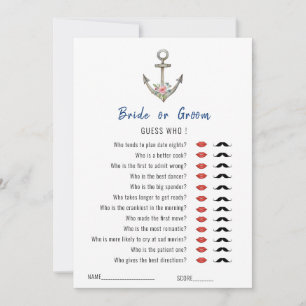 'Guess Who' Nautical Anchor  Bridal Shower game  Invitation