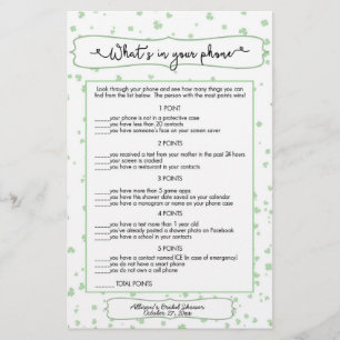 Guess who + phone games, irish bridal shower 3991 flyer