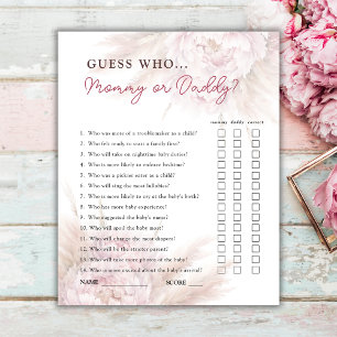 Guess Who Pink Floral Girl Baby Shower Game