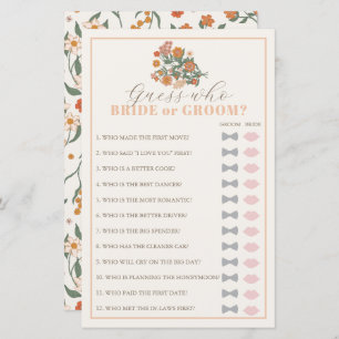 Guess Who Retro Wildflower Bridal Shower Game