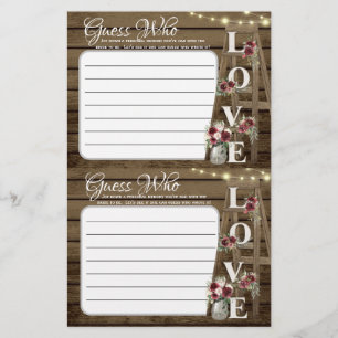 Guess Who Rustic Shower Game