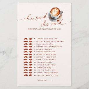 Guess Who Said It Coffee Bridal Shower Game