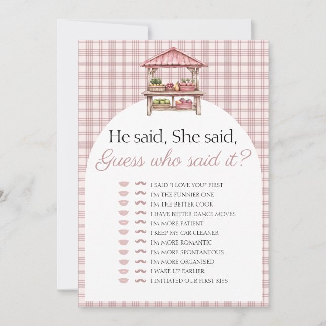 Guess who said it Country Market Bridal game card (Front)