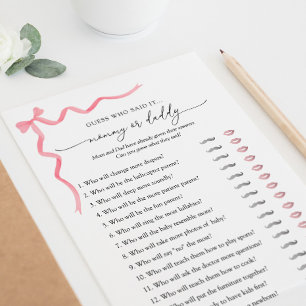 Guess Who Said It Mummy or Daddy Baby Shower Game  Invitation