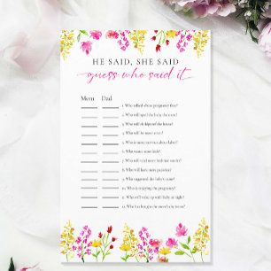 Guess who said it Wildflowers Baby Shower Game