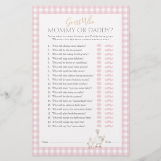 Guess Who Silly Goose Whimsical Baby Shower Game Flyer