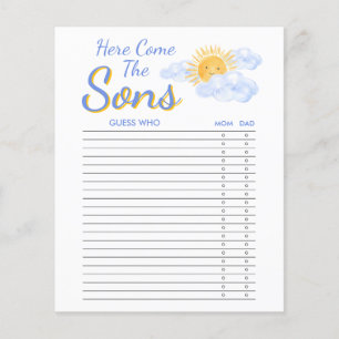 Guess Who Twins Boys Baby Shower Game