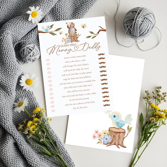 Guess Who Woodland Bear Boy Baby Shower Game Card (Guess Who Woodland Bear Boy Baby Shower Game Card)