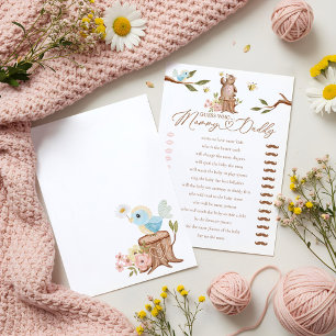 Guess Who Woodland Bear Girl Baby Shower Game Card