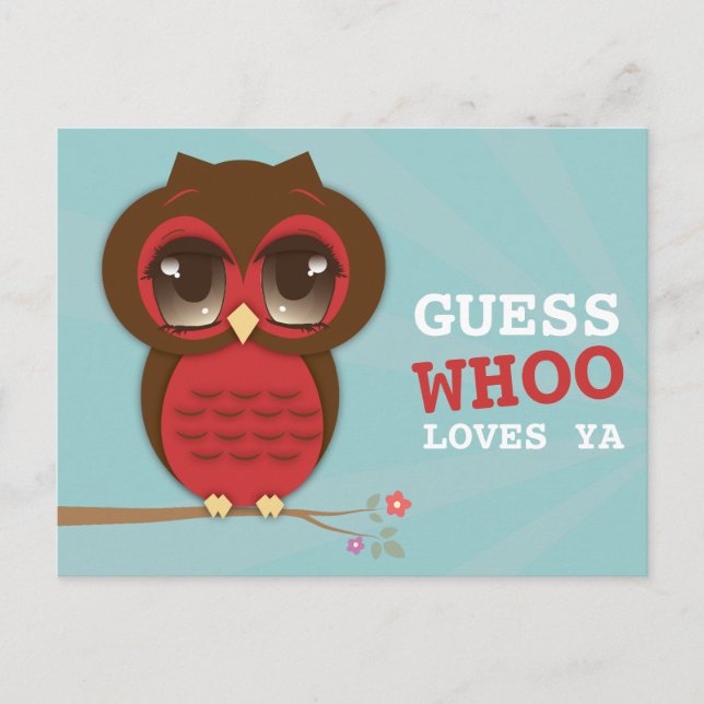 Guess Whoo Loves Ya Cute Owl Postcard (Front)