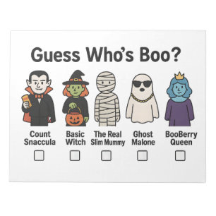 Guess Who's Boo Halloween Party Game 2025 Notepad