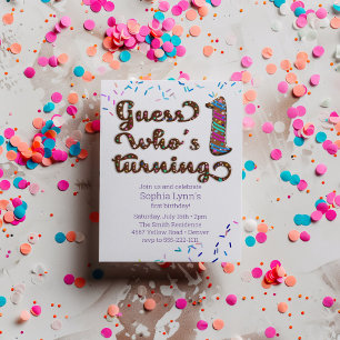 Guess Who's Turning 1 Cookie Invitation