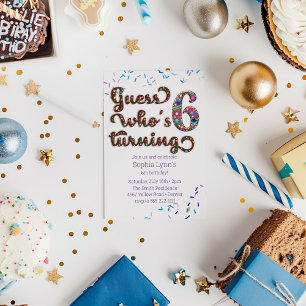Guess Who's Turning 6 Cookie Invitation