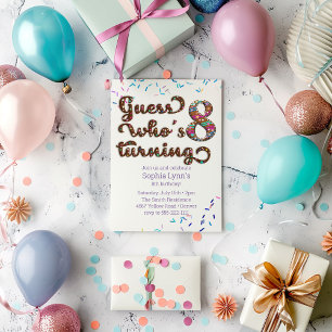 Guess Who's Turning 8 Cookie with Sprinkles Invitation