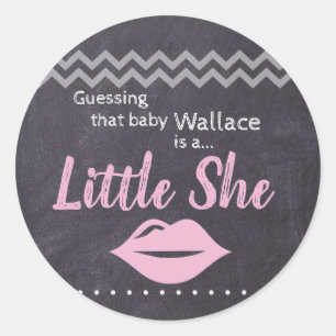 "Guessing baby Girl" - "Little She" Gender Reveal Classic Round Sticker