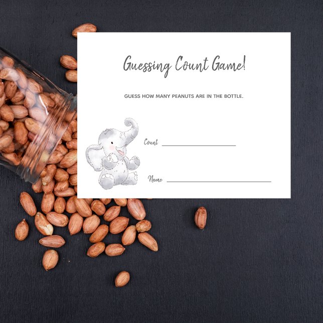 Guessing Count Game Modern Baby Elephant Enclosure Card (Creator Uploaded)