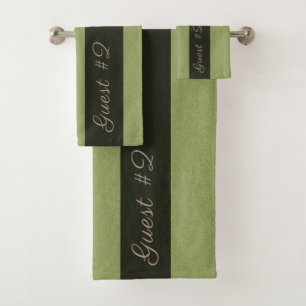 Guest #2 Fluffy Structure Custom Text Green Bath Towel Set