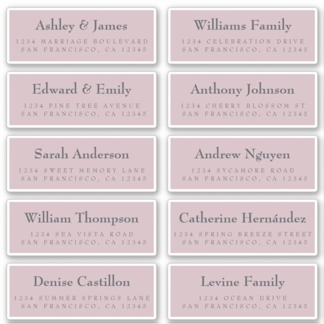 Guest Address Labels: ORDER ON 8" or 6" (Front)