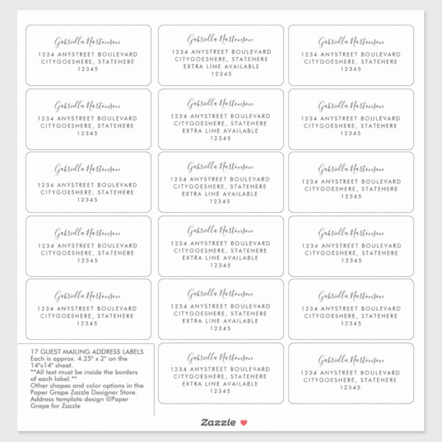 Guest Address Labels Simple Modern Calligraphy (Sheet)