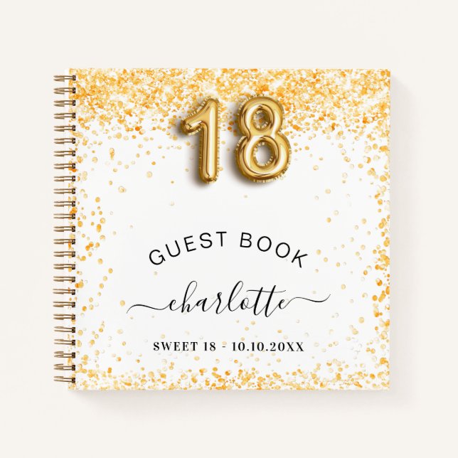 Guest book 18th birthday white gold (Front)