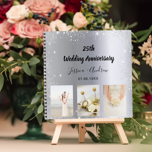 Guest book 25th wedding anniversary silver photo (Creator Uploaded)