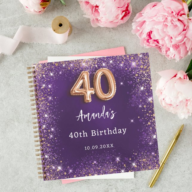 Guest book 40th Birthday purple rose gold glitter (Creator Uploaded)