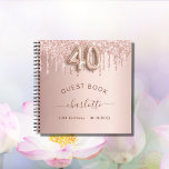 Guest book 40th birthday rose gold glitter drips<br><div class="desc">A guestbook for a feminine and glamourous 40th birthday party.  A stylish rose gold faux metallic looking background with faux glitter sparkles. Add your name,  text.</div>